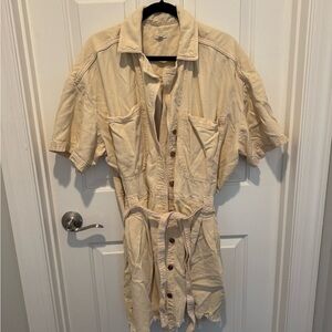 Pilcro Peach Cream Button-Down Denim Mini Dress or Tunic Size 2X